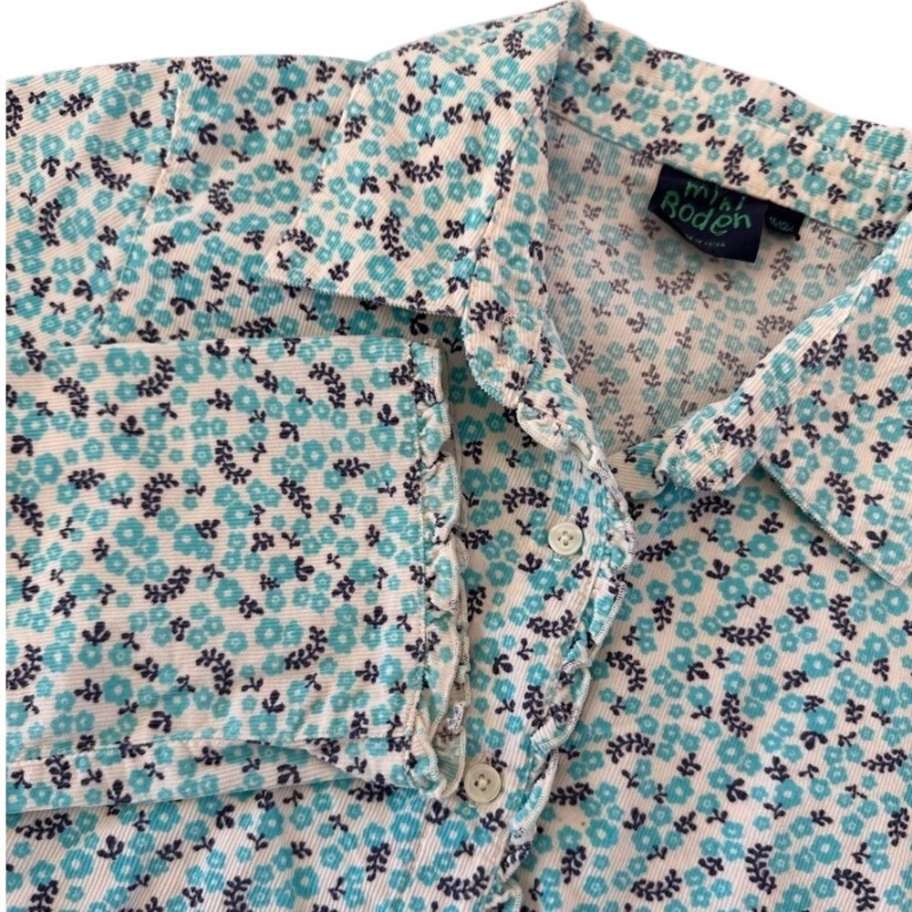 Mini Boden Floral Corduroy Button Up Shirt Long Sleeve Girls‎ Size 11-12 Years